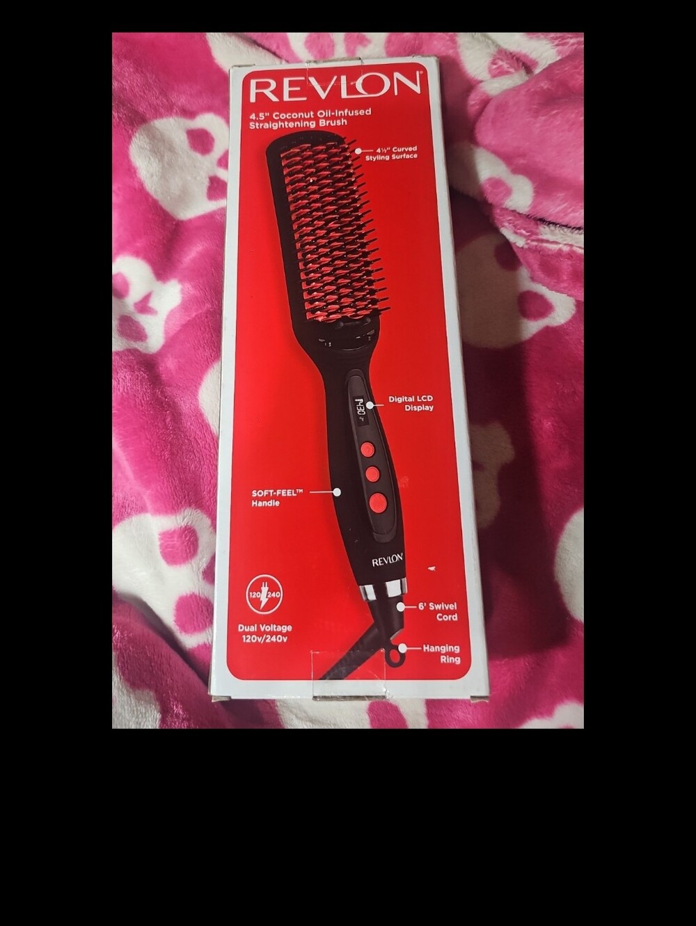 REVLON SMOOTHSTAY Coconut Oil-Infused Straightening Brush New in box.G2